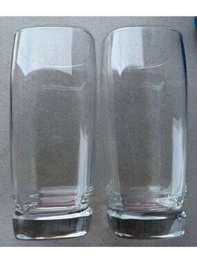 Set of 2 16 oz. Square-Shaped Highball Drinking Glasses 6.25" Tall